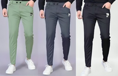 K.K Garment Regular Fit Men Green, Grey, Black Trousers