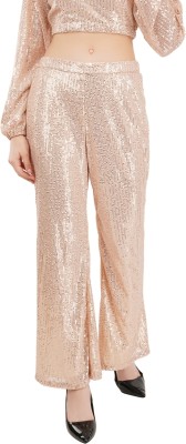 The chandan Flared Women Gold Trousers