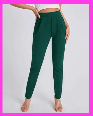 Xervis Slim Fit Women Green Trousers