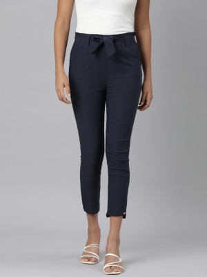 Showoff Slim Fit Women Dark Blue Trousers