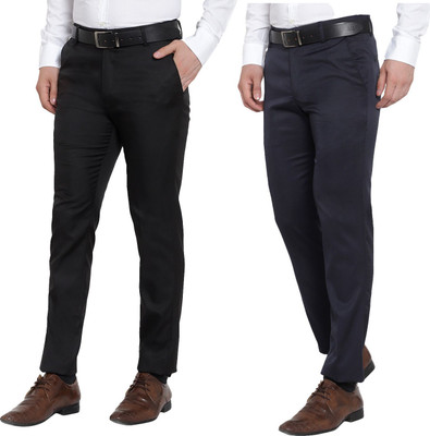 AS FASHION Slim Fit Men Black, Blue Trousers