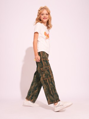 VERO MODA Straight Fit Girls Green Trousers