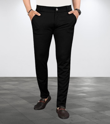 ISUEL FAB Slim Fit Men Black Trousers