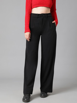 KOTTY Regular Fit Women Black Trousers