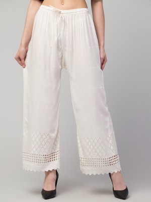 Riyansh Fashion Relaxed Women White Trousers