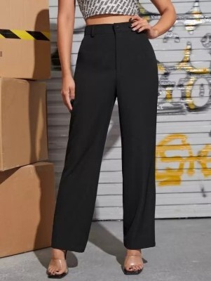 dhruvisha creation Regular Fit Women Black Trousers