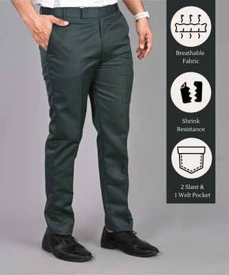 STREETVIBES Regular Fit Men Dark Green Trousers