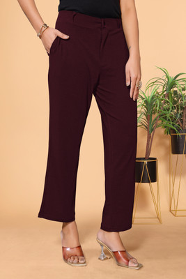 MITTLI Relaxed Women Maroon Trousers