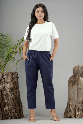 Krishna fashion Straight Fit Women Blue Trousers