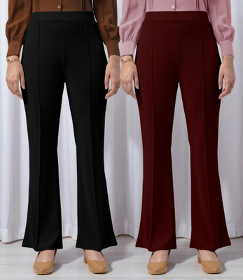 GATIMAN Regular Fit Women Maroon Trousers