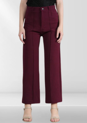 METRONAUT Straight Fit Women Maroon Trousers