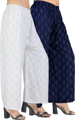 4K FASHION Relaxed Women White, Blue Trousers