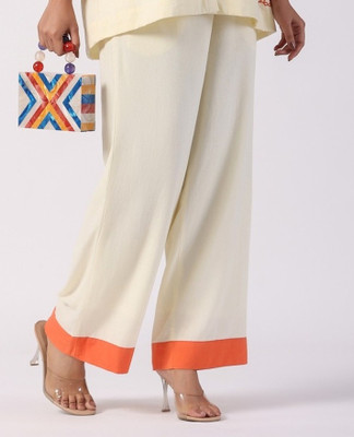 STIL O STITCH Regular Fit Women Orange, White Trousers
