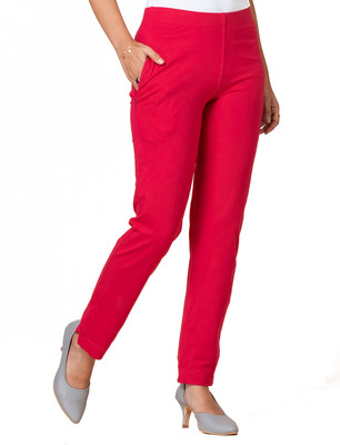 Ruby Straight Fit Women Red Trousers