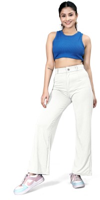 Shopeescope Comfort Fit Women White Trousers