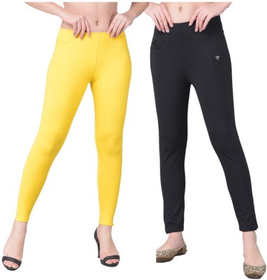 Comfort Lady Regular Fit Women Black, Yellow Trousers