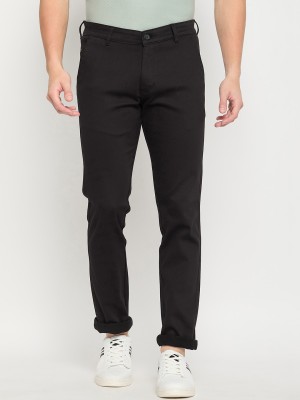 DUKE Slim Fit Men Black Trousers