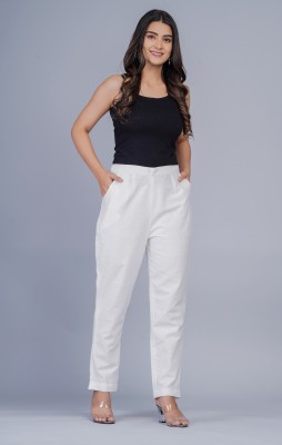 COTTONSS Regular Fit Women White Trousers