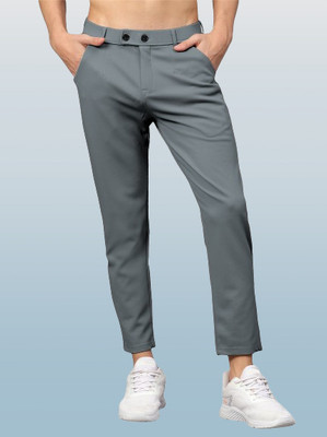 Tstylelife Regular Fit Men Grey Trousers
