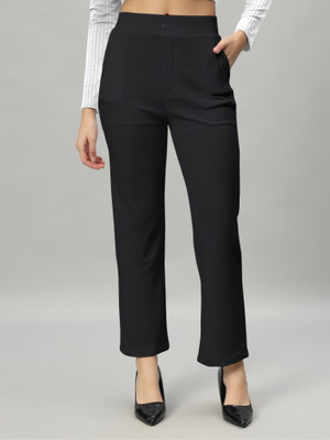 p.x.5 Regular Fit Women Black Trousers