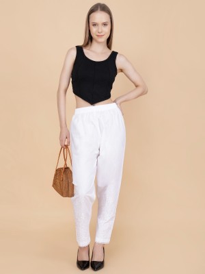 PT LADY Relaxed Women White Trousers