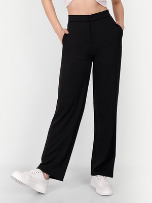 Broadstar Loose Fit Women Black Trousers