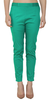 Kanna Fabric Regular Fit Women Green Trousers