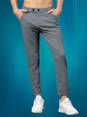 Tstylelife Regular Fit Men Grey Trousers
