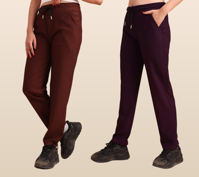 GIBBONTE Self Design Women Brown, Purple Track Pants