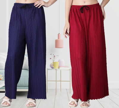 IRHA Regular Fit Women Blue, Maroon Trousers