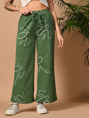 OTTAVIA Regular Fit Women Dark Green Trousers