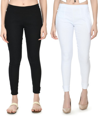 City Fashion Regular Fit Women Black, White Trousers