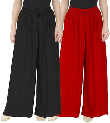 TAREEKA Regular Fit Women Black, Red Trousers