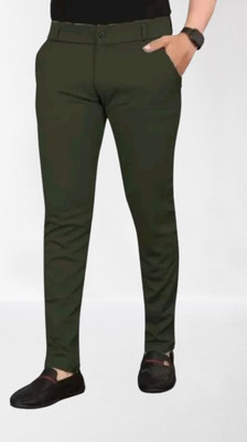 CIVIRASTTYLE Slim Fit Men Green Trousers