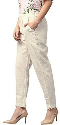 Mohu Regular Fit Women Cream Trousers