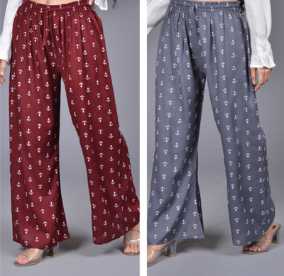 AarifGarment Relaxed Women Maroon, Grey Trousers