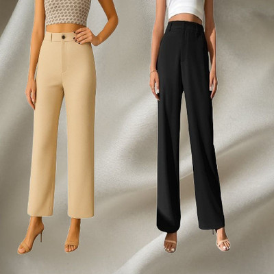 KARIMA INETERNATIONAL Loose Fit Women Maroon, Black Trousers