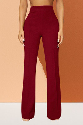 SKD TRENDZ Comfort Fit, Regular Fit Women Maroon Trousers