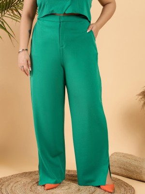 CURVY STREET Loose Fit Women Green Trousers