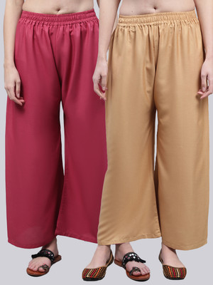 VALLES365 by S.c. Flared Women Pink, Beige Trousers