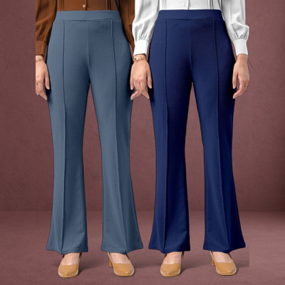 jenile stoor Loose Fit Women Grey, Dark Blue Trousers
