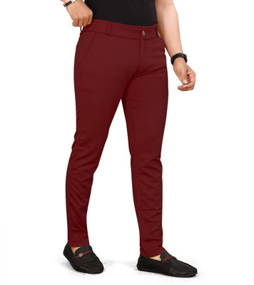 Shreyaank Slim Fit Men Maroon Trousers