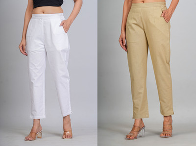 VENITYWAVE Regular Fit Women White, Black Trousers