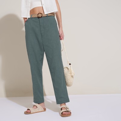 Honey By Pantaloons Tapered Women Blue Trousers