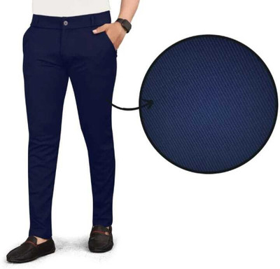 HEMAFASHION Slim Fit Men Dark Blue Trousers