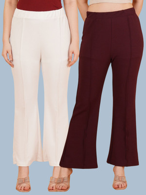 Kintu Parantu Regular Fit Women White, Maroon Trousers