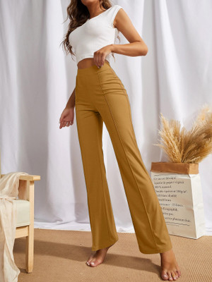 Heturaj fashion Flared Women Yellow Trousers