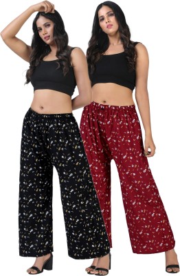 4K FASHION Relaxed Women Black, Maroon Trousers