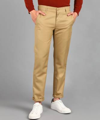 METRONAUT Slim Fit Men Viscose Rayon Khaki Trousers