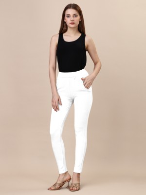 DE TRENDZ Regular Fit Women White Trousers